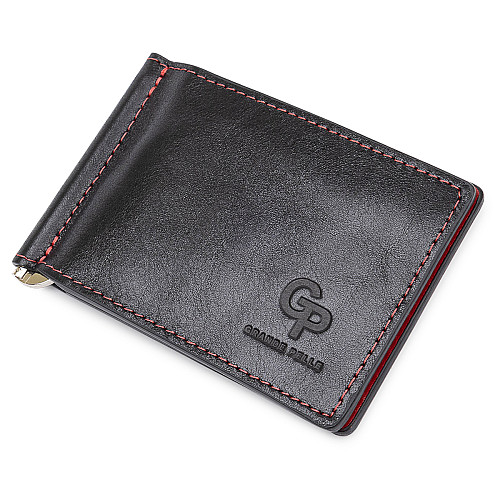 Кожаный зажим для денег унисекс GRANDE PELLE 11541 Черный