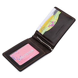 Кожаный мужской зажим для денег GRANDE PELLE 11543 Коричневый