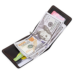 Кожаный мужской зажим для денег GRANDE PELLE 11543 Коричневый