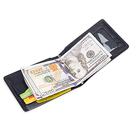 Кожаный мужской зажим для денег GRANDE PELLE 11544 Синий