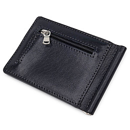 Мужской зажим для денег с монетницей GRANDE PELLE 11548 Черный