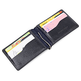 Мужской зажим для денег с монетницей GRANDE PELLE 11548 Черный