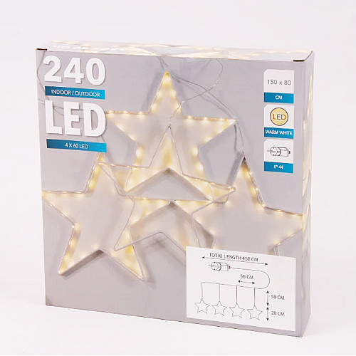 Гірлянда-завіса Flora Зірки 240 LED 150х80 см 3 м Теплий жовтий (45061)