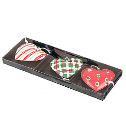 Новогодняя подвеска Elso Сердечки 3шт.(026NY)