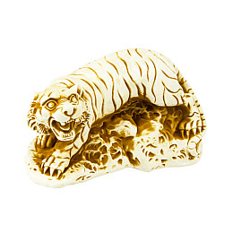 Статуэтка Нэцкэ Тигр Netsuke Гипс 7,6x4.3x3.8 см Бежевый (00749)