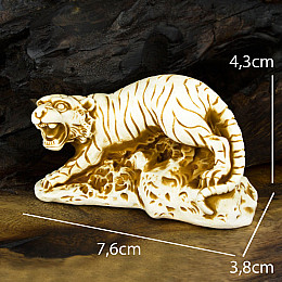 Статуэтка Нэцкэ Тигр Netsuke Гипс 7,6x4.3x3.8 см Бежевый (00749)