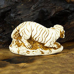 Статуэтка Нэцкэ Тигр Netsuke Гипс 7,6x4.3x3.8 см Бежевый (00749)
