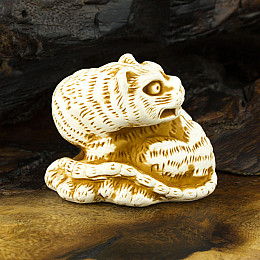 Статуэтка Нэцкэ Тигр Netsuke Гипс 4.1x3.5x3 см Бежевый (00748)