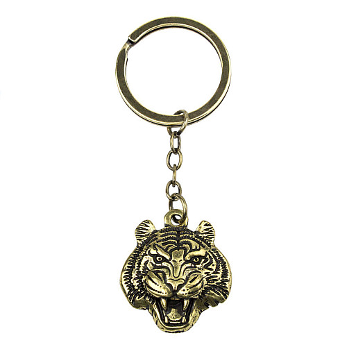 Брелок Тигр Netsuke Металл Объемное изображение 8х2.4х0.2 см Бронзовый (26927)