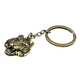 Брелок Тигр Netsuke Металл Объемное изображение 8х2.4х0.2 см Бронзовый (26927)