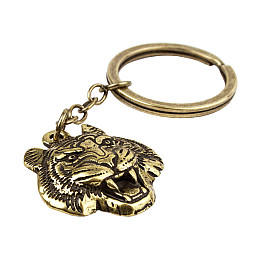 Брелок Тигр Netsuke Металл Объемное изображение 8х2.4х0.2 см Бронзовый (26927)