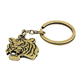 Брелок Тигр Netsuke Металл Плоское изображение 8х2.4х0.2 см Бронзовый (26926)