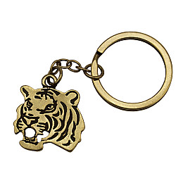 Брелок Тигр Netsuke Металл Плоское изображение 8х2.4х0.2 см Бронзовый (26926)