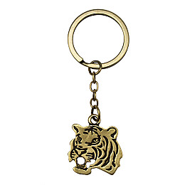 Брелок Тигр Netsuke Металл Плоское изображение 8х2.4х0.2 см Бронзовый (26926)