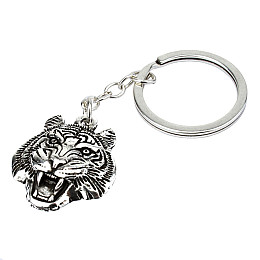 Брелок тигр Netsuke Металл Объемное изображение 8х2.4х0.2 см Серебряный (26966)