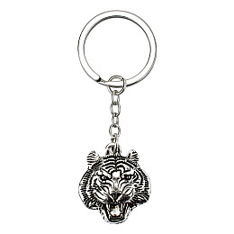 Брелок тигр Netsuke Металл Объемное изображение 8х2.4х0.2 см Серебряный (26966)