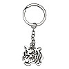 Брелок тигр Netsuke Металл Плоское изображение 8х2.4х0.2 см Серебряный (26965)
