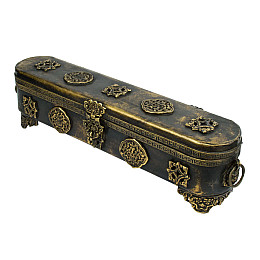 Пенал для благовоний Сундук Символы Счастья Ручная работа Металл 31/8,4/7 см Бронзовый (26455)