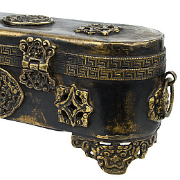 Пенал для благовоний Сундук Символы Счастья Ручная работа Металл 31/8,4/7 см Бронзовый (26455)