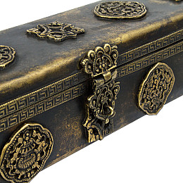 Пенал для благовоний Сундук Символы Счастья Ручная работа Металл 31/8,4/7 см Бронзовый (26455)