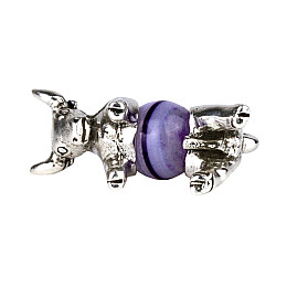 Оберіг silvering Бик Агат-сардонікс Метал з посрібленням 2,5 см Сріблястий Фіолетовий (24639)
