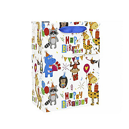 Подарочный пакет Lesko PPW PAPER ZD010 Zoo Medium 245х175х95 Белый (8583-31725)