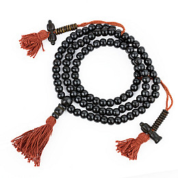 Чётки тибетские из кости яка 108 бусин Диаметр 7 мм черный (09033)