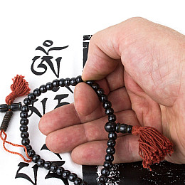 Чётки тибетские из кости яка 108 бусин Диаметр 7 мм черный (09033)