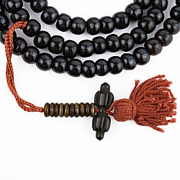 Чётки тибетские из кости яка 108 бусин Диаметр 7 мм черный (09033)