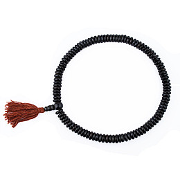 Чётки тибетские из кости яка 108 плоских бусин Диаметр 11 мм черный (09043)