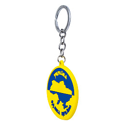 Брелок на ключи  резиновый Украина 5,5x5,5x0,3 см Желто-голубой (19409)