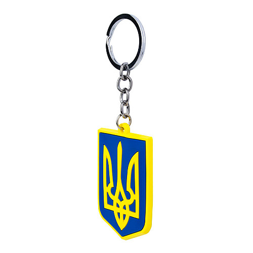 Брелок на ключи Magnet резиновый Герб Украины Трезубец 5,5x4,1x0,3 см Желто-голубой (19410)
