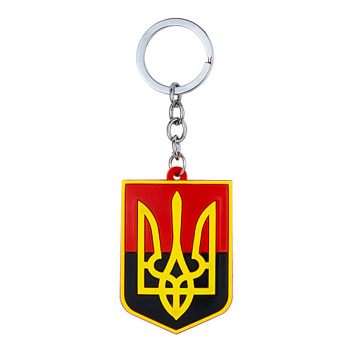 Брелок на ключи Magnet резиновый Герб Украины Трезубец 5,5x4,1x0,3 см Черно-красный (19411)