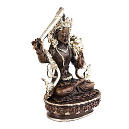 Статуя HandiCraft Манджушри тиб. Джампел Янг Бронза серебрение Непал 9 см (26750)