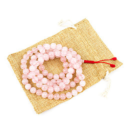 Четки из натурального камня Swayambhu ST Розовый кварц 108 бусин 8.5 мм (27163)