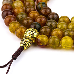 Четки из  натурального камня Swayambhu ST Золотой кварц 108 бусин 8.5 мм медь (27172)