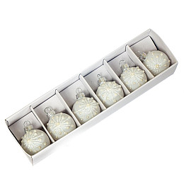 Набор новогодних украшений Elisey Шар Жемчужная россыпь d 4 см 6 шт Белый (6000-021)