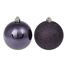 Набор пластиковых новогодних шаров Flora 12 шт D-8 см Фиолетовый (12082)