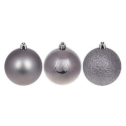 Набор пластиковых новогодних шаров Flora 12 шт D-8 см Серебристый (12416)