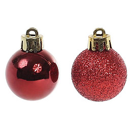 Набор пластиковых новогодних шаров Flora 20 шт D-3 см Красный (11740)