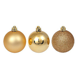 Набор пластиковых новогодних шаров Flora 24 шт D-6 см Золотистый (12052)