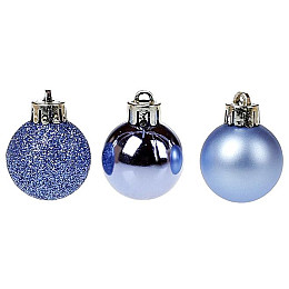 Набор пластиковых новогодних шаров Flora 25 шт D-3 см Синий (11648)