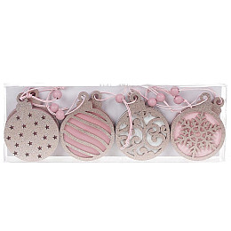 Набор елочных украшений BonaDi 8 шт 15 см Розовый (738-298)