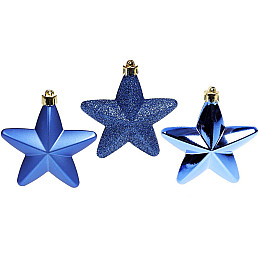 Набор елочных украшений BonaDi Звезды 6 шт 7.5 см Синий (147-909)