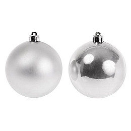 Набор пластиковых новогодних шаров Flora 12 шт D-8 см Серебристый (12035)