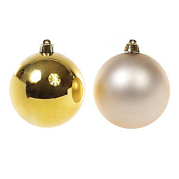 Набор пластиковых новогодних шаров Flora 8 см 12 шт Золотистый (11658)