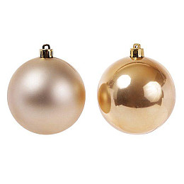 Набор пластиковых новогодних шаров Flora 12 шт D 8 см Золотистый (11777)