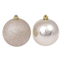 Набор пластиковых новогодних шаров Flora 12 шт D-8 см Шампань (12061)