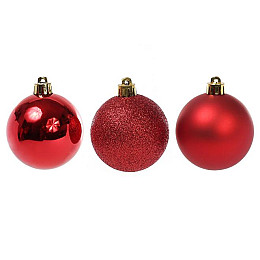 Набор пластиковых новогодних шаров Flora 24 шт D-6 см Красный (11638)