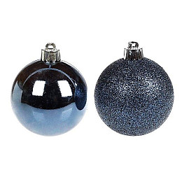 Набор пластиковых новогодних шаров Flora 24 шт D-6 см Синий (12086)